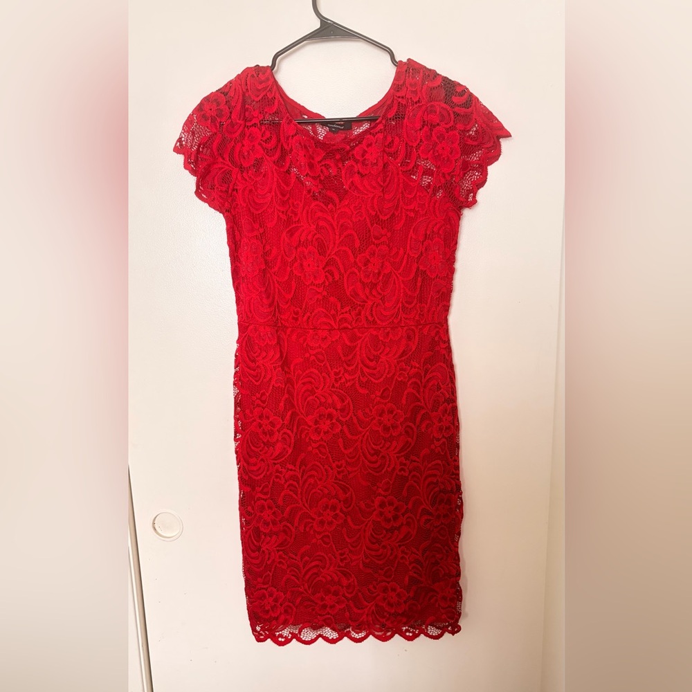 Ambiance Red Lace Midi Dress
